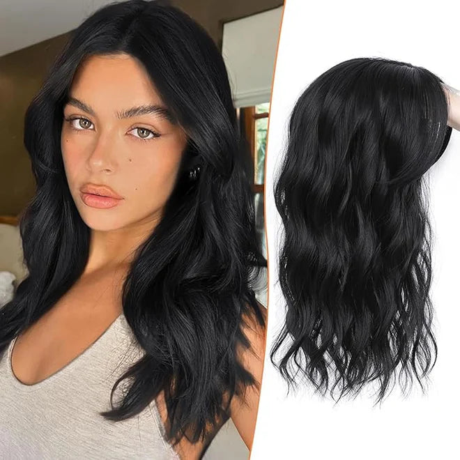 16" Wavy Curly Synthetic Hair Topper with 6.5x6.5inch Base